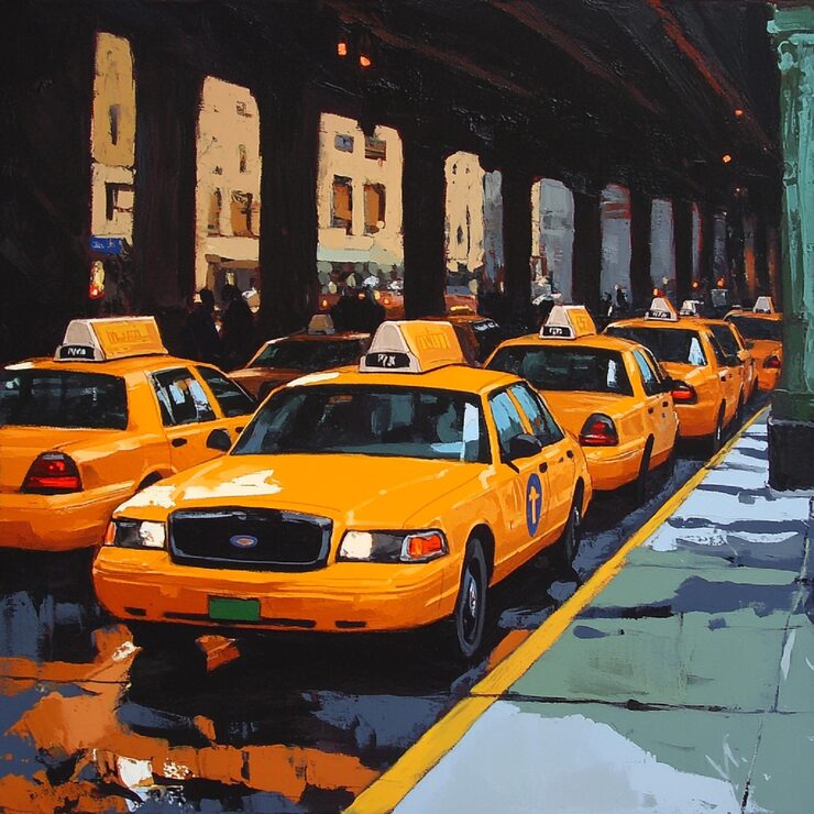 taxi stand with multiple cabs waiting passengers1_995578 2635